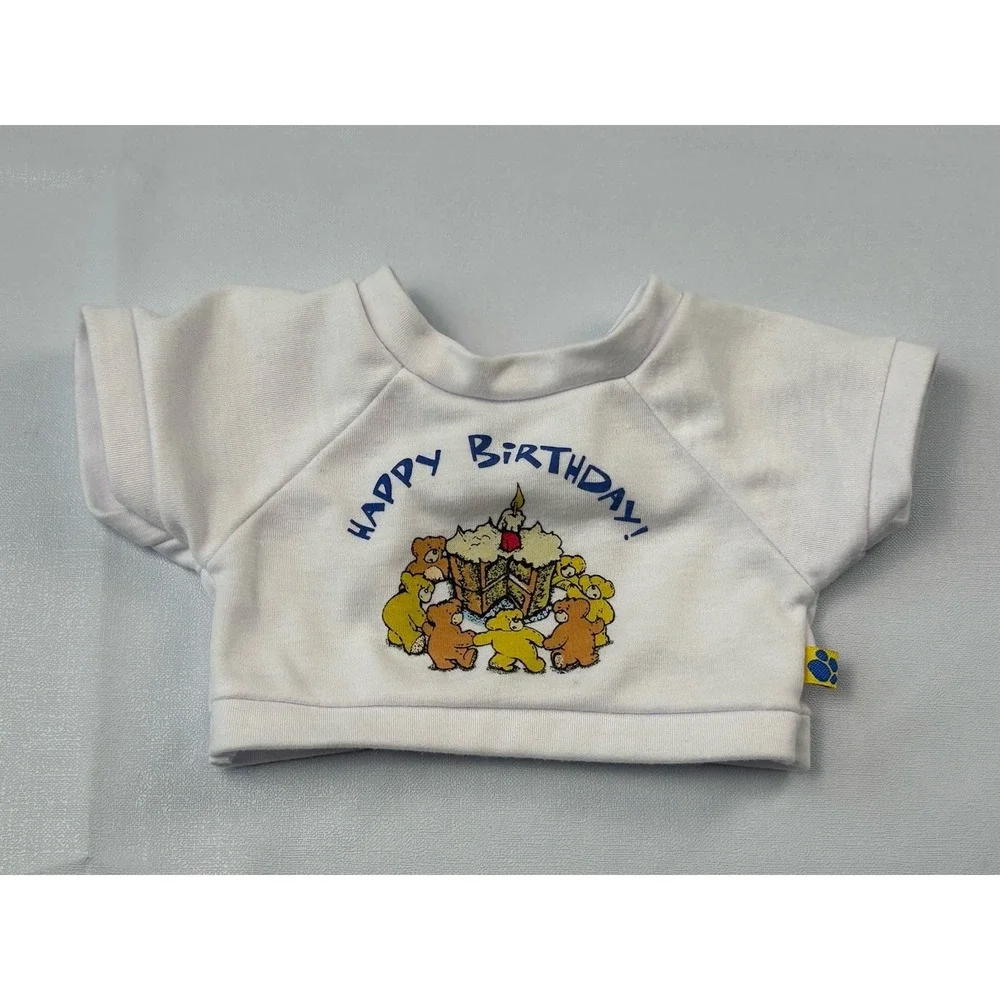 Build-A-Bear Happy Birthday White Shirt with Bears & Cake Celebration Party Top